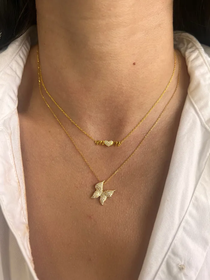 Necklaces pau jewelry Butterfly pave necklace