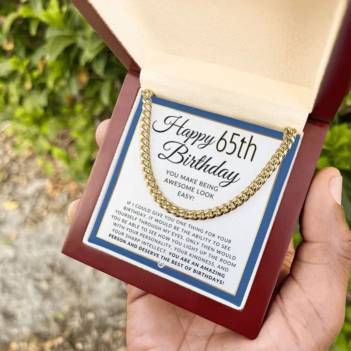 Necklaces ShineOn Fulfillment 65th Birthday Gift For Him Chain Necklace For 65 Year Old Mans Birthday Great Birthday Gift For Men Jewelry For Guys