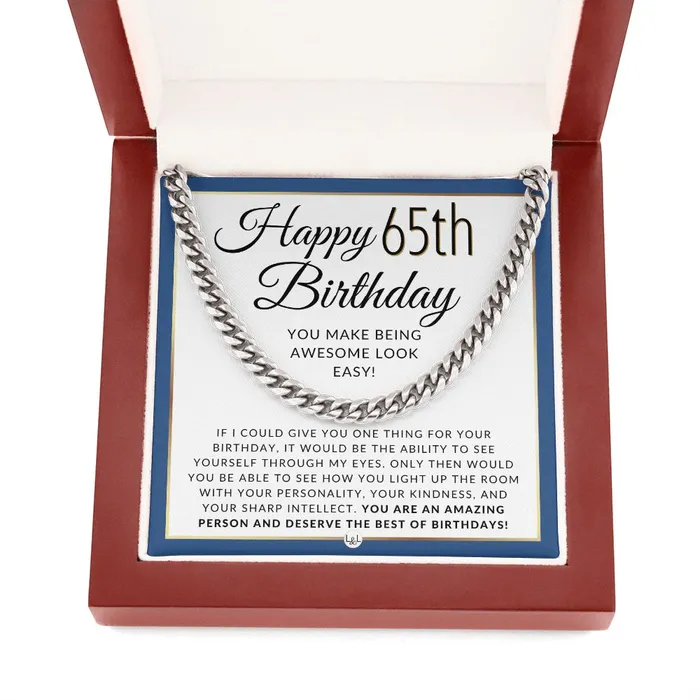 Necklaces ShineOn Fulfillment 65th Birthday Gift For Him Chain Necklace For 65 Year Old Mans Birthday Great Birthday Gift For Men Jewelry For Guys