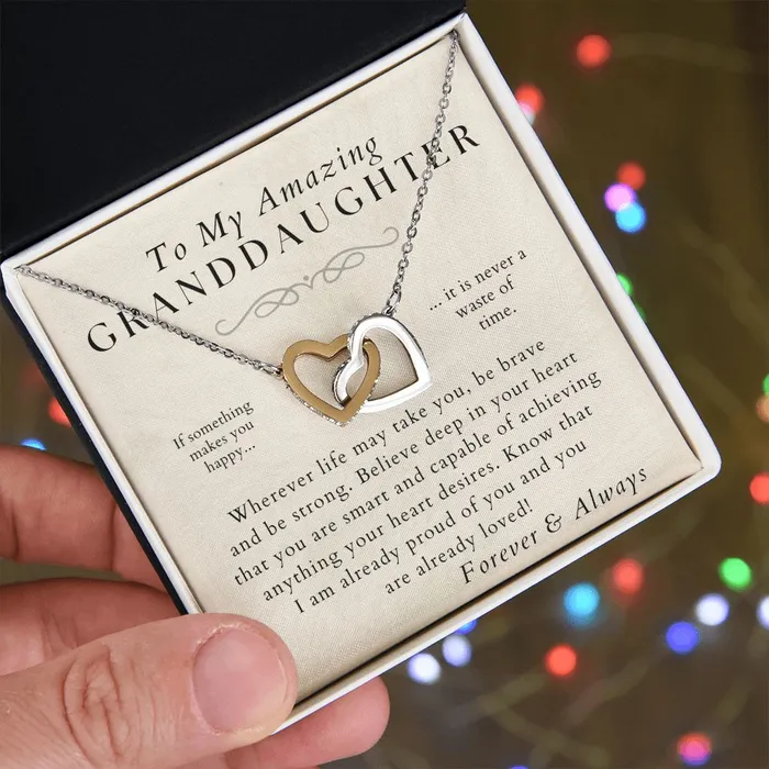 Necklaces ShineOn Fulfillment Be Brave Be Strong Granddaughter Necklace Gift from Grandma Grandpa Christmas Birthday Graduation Valentines Gifts