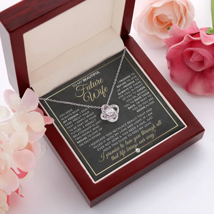 Necklaces ShineOn Fulfillment For My Beautiful Fiance Pendant Necklace Sentimental and Romantic Christmas Gift Valentines Day Birthday or Anniversary Present