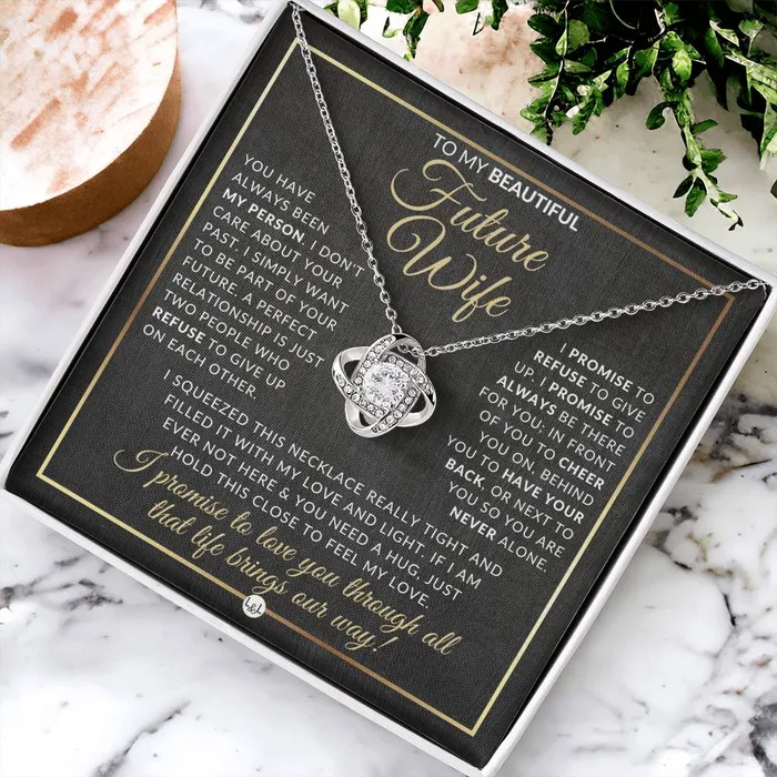 Necklaces ShineOn Fulfillment For My Beautiful Fiance Pendant Necklace Sentimental and Romantic Christmas Gift Valentines Day Birthday or Anniversary Present