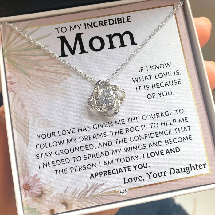 Necklaces ShineOn Fulfillment Gift for Mom Because Of You To Mother From Daughter Beautiful Womens Pendant Necklace Great For Mothers Day Christmas or Her Birthday