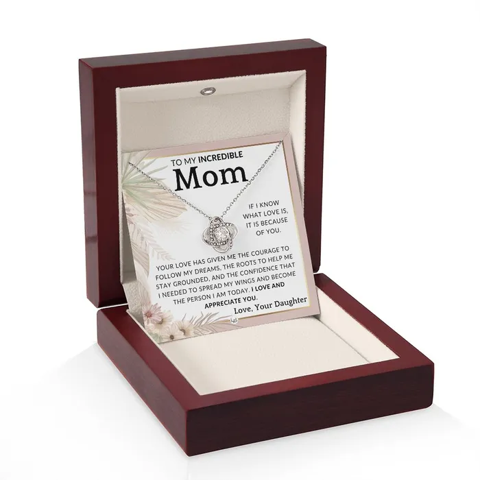 Necklaces ShineOn Fulfillment Gift for Mom Because Of You To Mother From Daughter Beautiful Womens Pendant Necklace Great For Mothers Day Christmas or Her Birthday