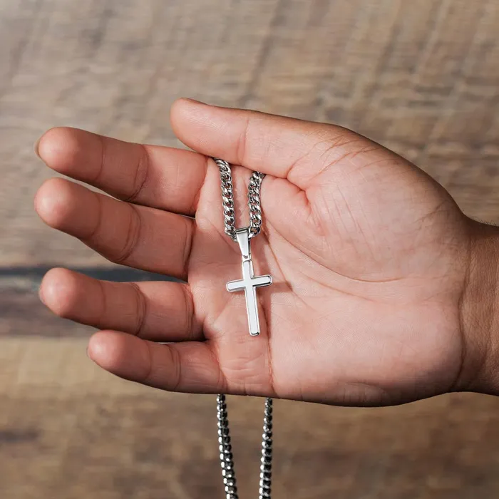 Necklaces ShineOn Fulfillment Gift For Our Son 1 Peter 57 Christian Encouragement Christian Cross Pendant on Mens Chain Necklace Great for Christmas His Birthday Baptism or Confirmation