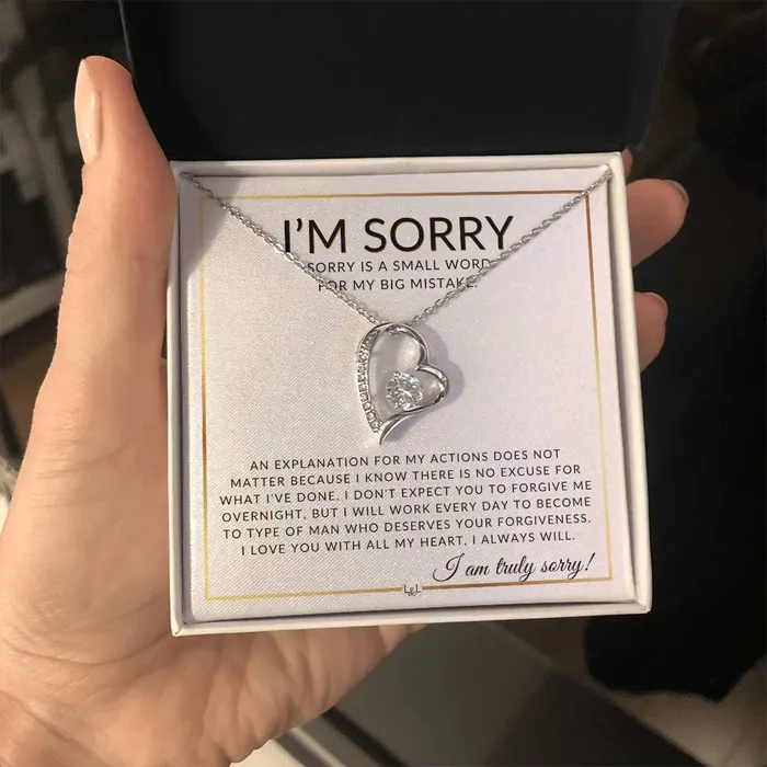 Necklaces ShineOn Fulfillment I Am Sorry Apology Gift For Her Womens Pendant Necklace Heartfelt Apology Message