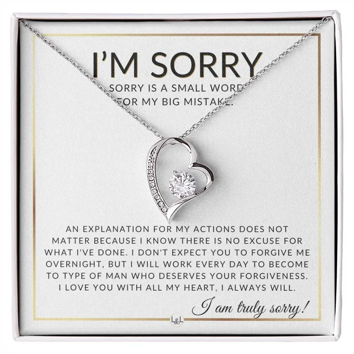 Necklaces ShineOn Fulfillment I Am Sorry Apology Gift For Her Womens Pendant Necklace Heartfelt Apology Message