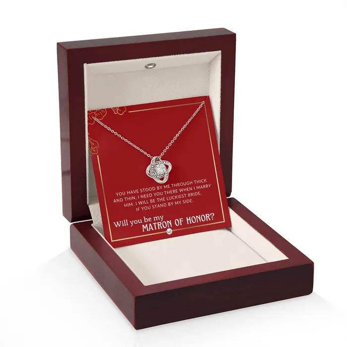 Necklaces ShineOn Fulfillment Matron of Honor Proposal Gift Unique Be My MOH Gift From Bride Through Thick and Thin Necklace Red and Gold Wedding Theme