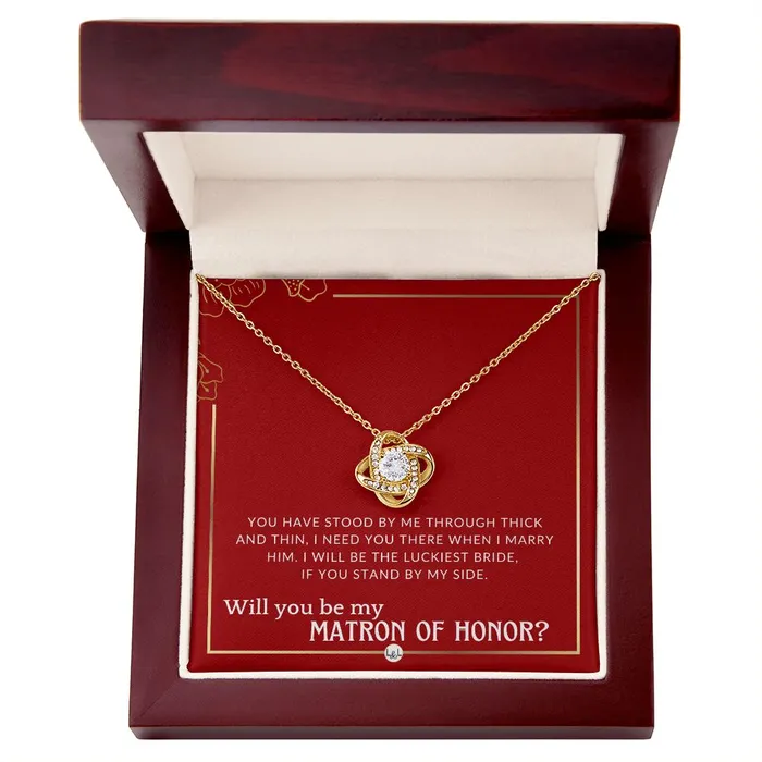 Necklaces ShineOn Fulfillment Matron of Honor Proposal Gift Unique Be My MOH Gift From Bride Through Thick and Thin Necklace Red and Gold Wedding Theme