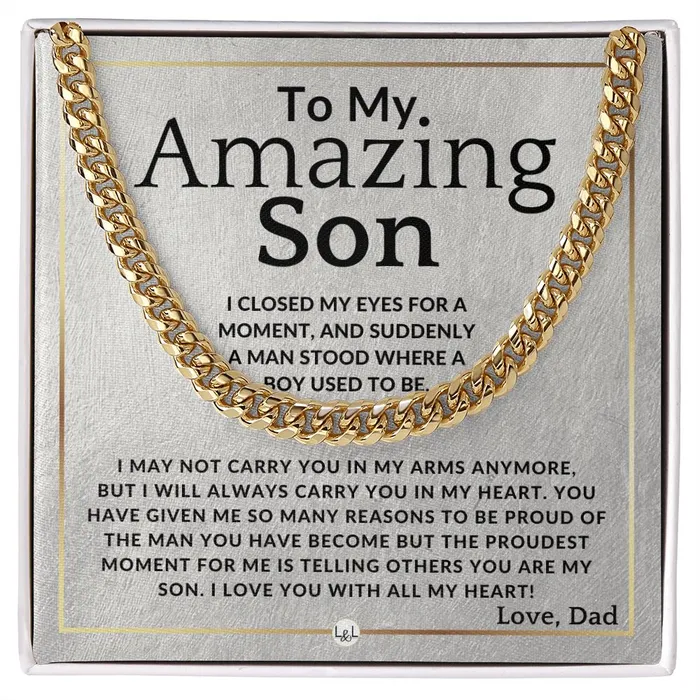 Necklaces ShineOn Fulfillment My Proudest Moment To My Son From Dad Father to Son Chain Necklace Gift Christmas Gifts Birthday Present Graduation Valentines Day Necklaces ShineOn Fulfillment My Proudest Moment To My Son From Dad Father to Son Chain Necklace Gift Christmas Gifts Birthday Present Graduation Valentines Day