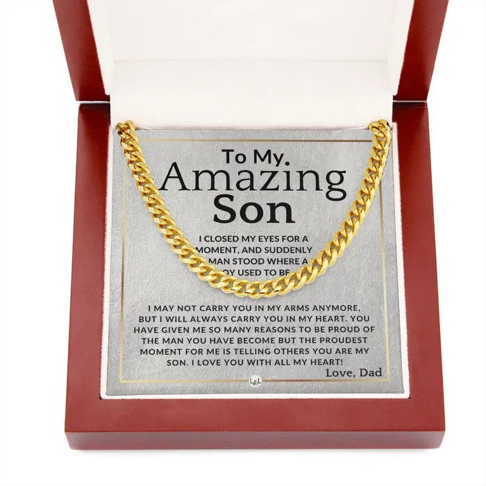 Necklaces ShineOn Fulfillment My Proudest Moment To My Son From Dad Father to Son Chain Necklace Gift Christmas Gifts Birthday Present Graduation Valentines Day