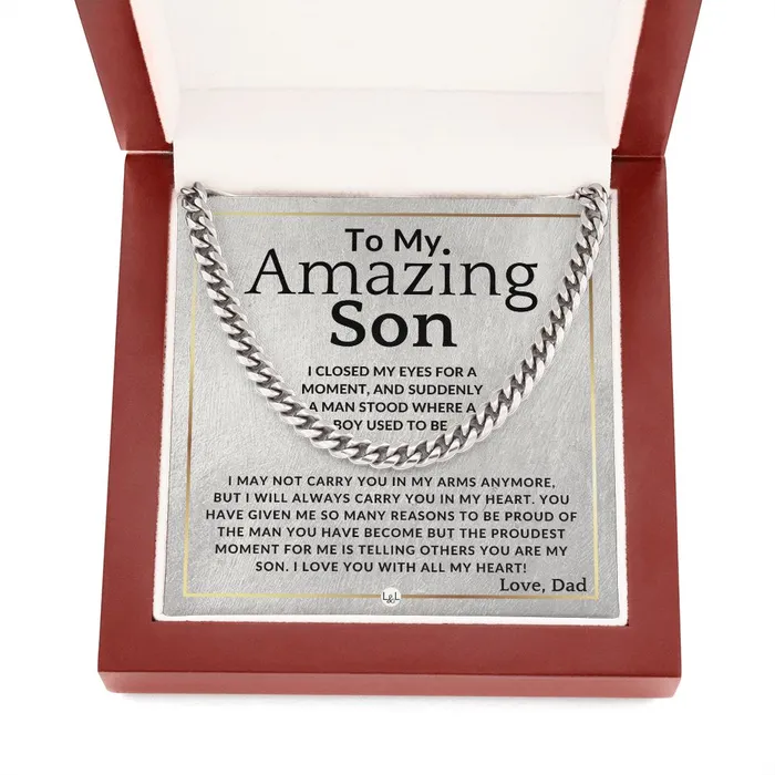 Necklaces ShineOn Fulfillment My Proudest Moment To My Son From Dad Father to Son Chain Necklace Gift Christmas Gifts Birthday Present Graduation Valentines Day
