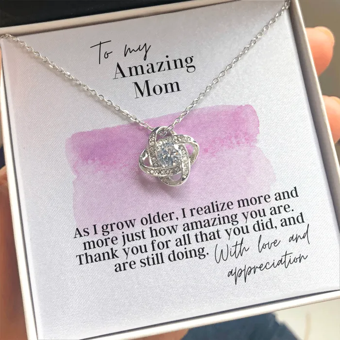 Necklaces ShineOn Fulfillment To My Amazing Mom Love Knot Pendant Necklace The Perfect Gift for Your Mom Necklaces ShineOn Fulfillment To My Amazing Mom Love Knot Pendant Necklace The Perfect Gift for Your Mom