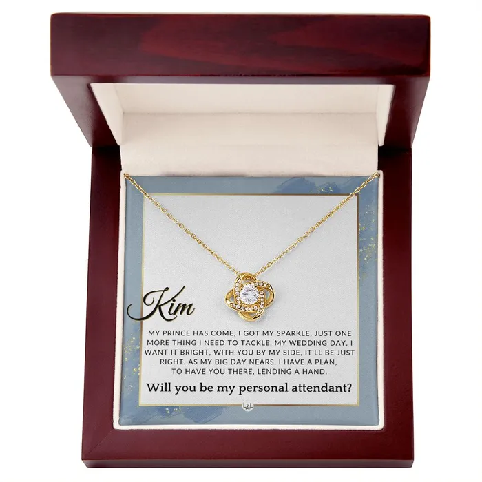 Necklaces ShineOn Fulfillment Wedding Personal Attendant Proposal Custom Name Wedding Helper Wedding Party Gift Idea Dusty Blue And Gold Wedding Theme