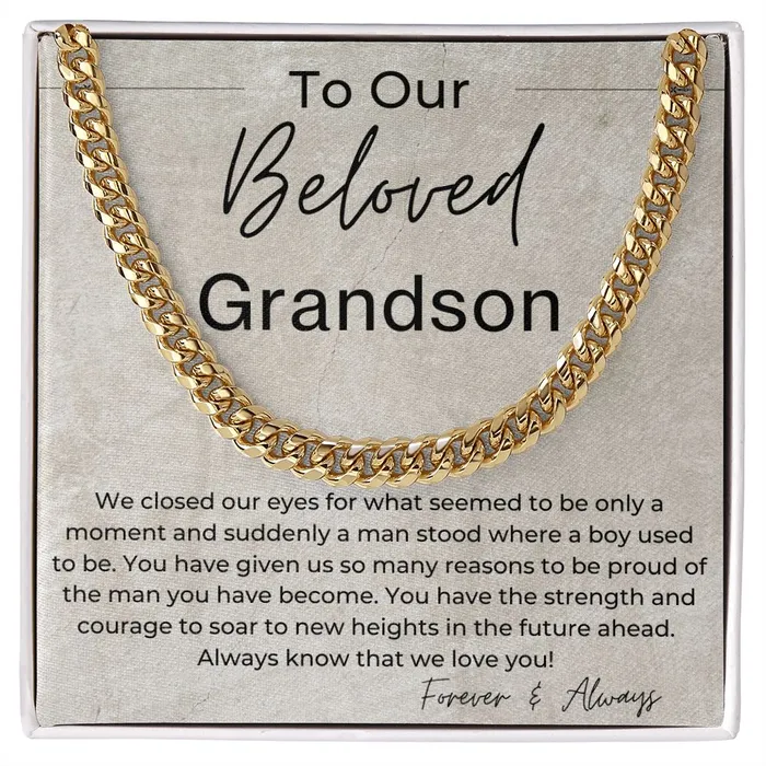 Necklaces ShineOn Fulfillment You Have The Strength And Courage To Soar Gift for Our Grandson Cuban Linked Chain Necklace Necklaces ShineOn Fulfillment You Have The Strength And Courage To Soar Gift for Our Grandson Cuban Linked Chain Necklace