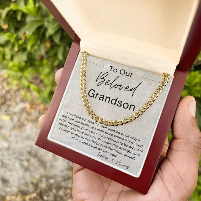 Necklaces ShineOn Fulfillment You Have The Strength And Courage To Soar Gift for Our Grandson Cuban Linked Chain Necklace
