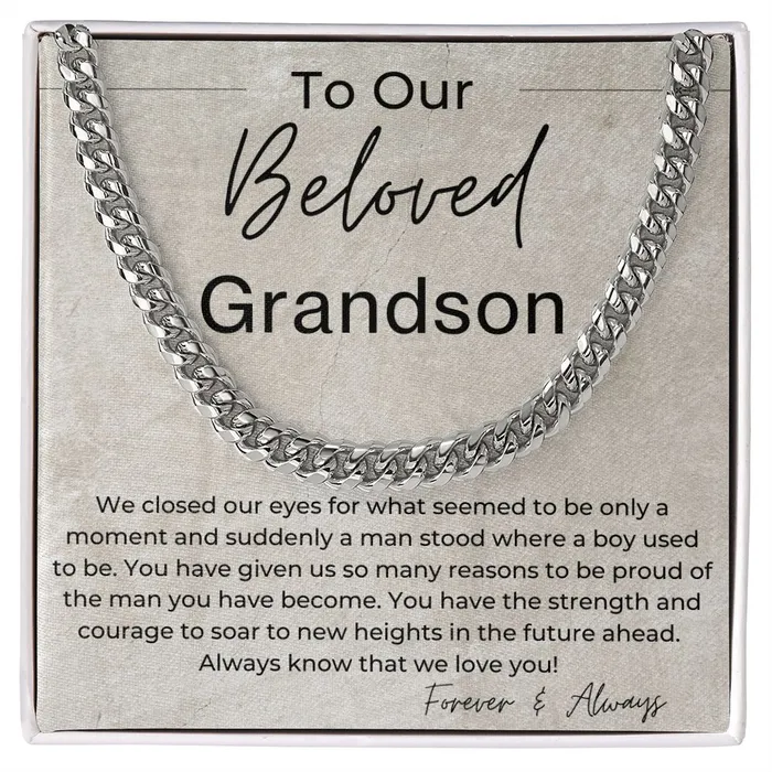 Necklaces ShineOn Fulfillment You Have The Strength And Courage To Soar Gift for Our Grandson Cuban Linked Chain Necklace