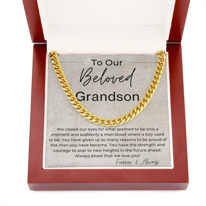 Necklaces ShineOn Fulfillment You Have The Strength And Courage To Soar Gift for Our Grandson Cuban Linked Chain Necklace