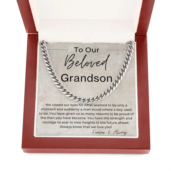 Necklaces ShineOn Fulfillment You Have The Strength And Courage To Soar Gift for Our Grandson Cuban Linked Chain Necklace
