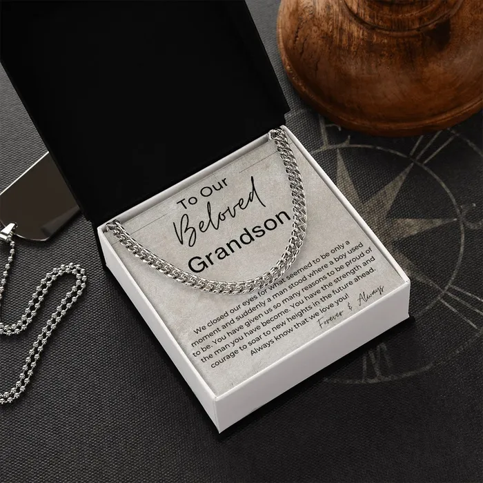 Necklaces ShineOn Fulfillment You Have The Strength And Courage To Soar Gift for Our Grandson Cuban Linked Chain Necklace