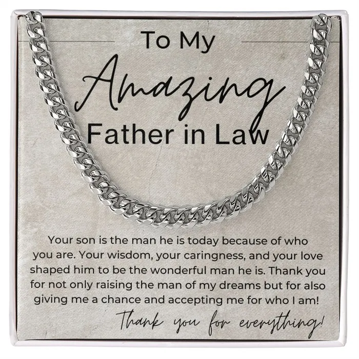 Necklaces ShineOn Fulfillment Your Raised The Man Of My Dreams Gift for Father in Law from Daughter In Law Cuban Linked Chain Necklace