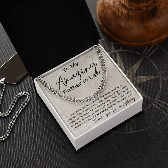 Necklaces ShineOn Fulfillment Your Raised The Man Of My Dreams Gift for Father in Law from Daughter In Law Cuban Linked Chain Necklace