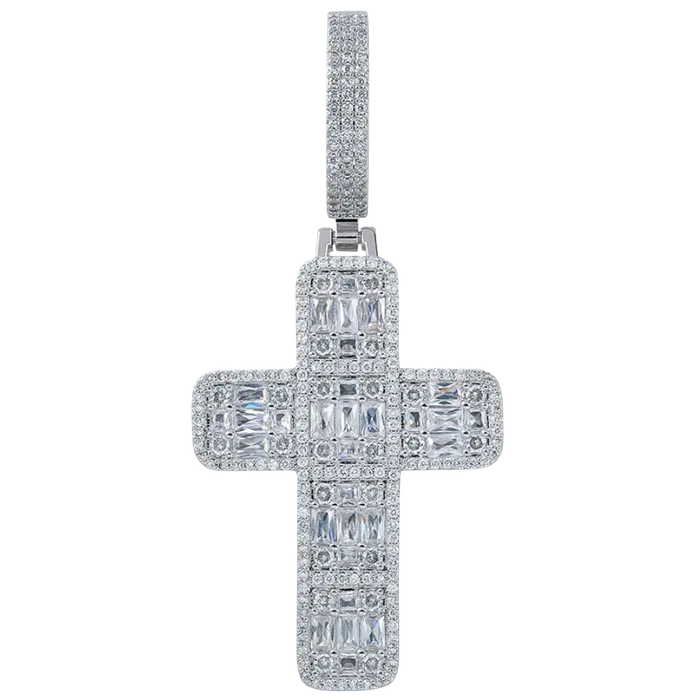 Necklaces The Icetruck Baguette Diamond Cross Pendant Necklaces The Icetruck Baguette Diamond Cross Pendant