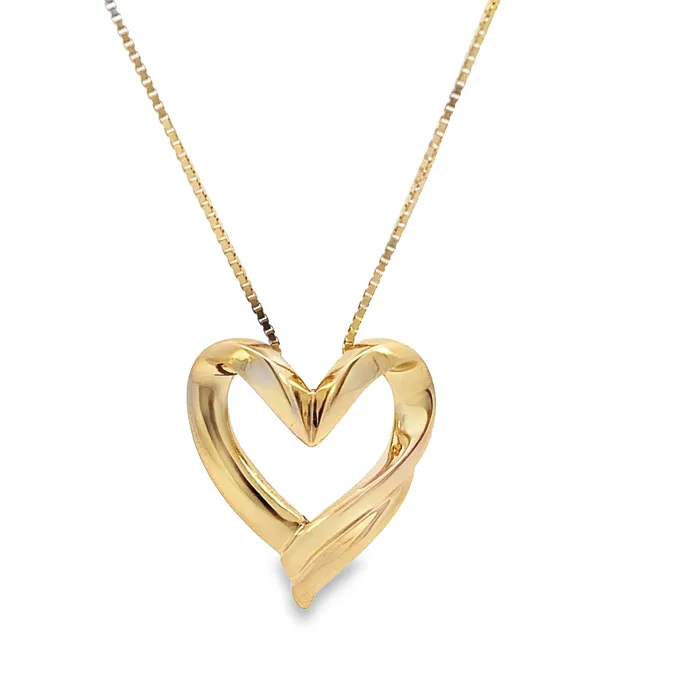Necklaces Thollot Diamonds and Jewelry Estate 14K Yellow Gold 18 Open Heart Style Drop Necklace Necklaces Thollot Diamonds and Jewelry Estate 14K Yellow Gold 18 Open Heart Style Drop Necklace