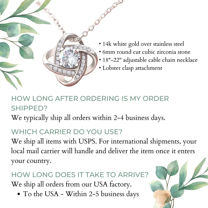 Necklaces To The Best Cousin A Person Could Ask For Love Knot Pendant Necklace The Perfect Gift For Female Cousin ShineOn Fulfillment
