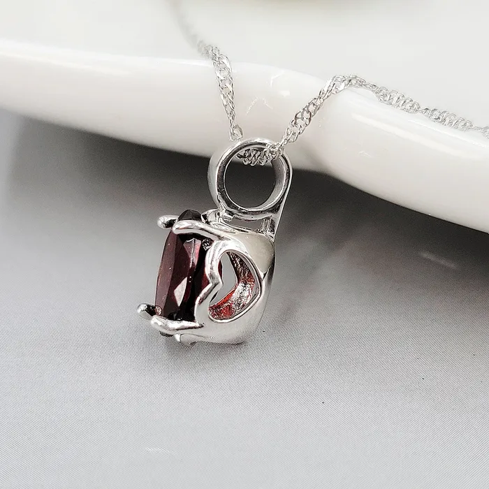 Necklaces Uniquelan Jewelry Natural Garnet Heart Necklace Necklaces Uniquelan Jewelry Natural Garnet Heart Necklace