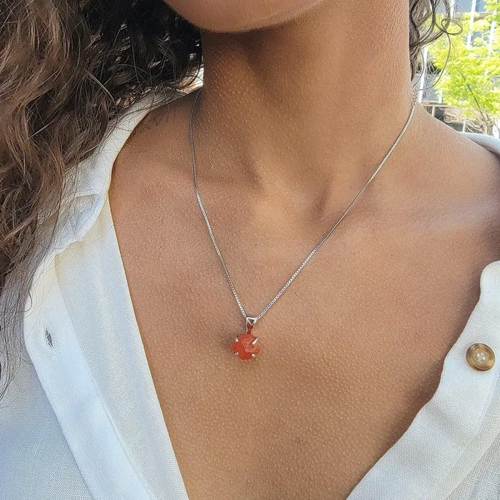 Necklaces Uniquelan Jewelry Real Raw Carnelian Necklace