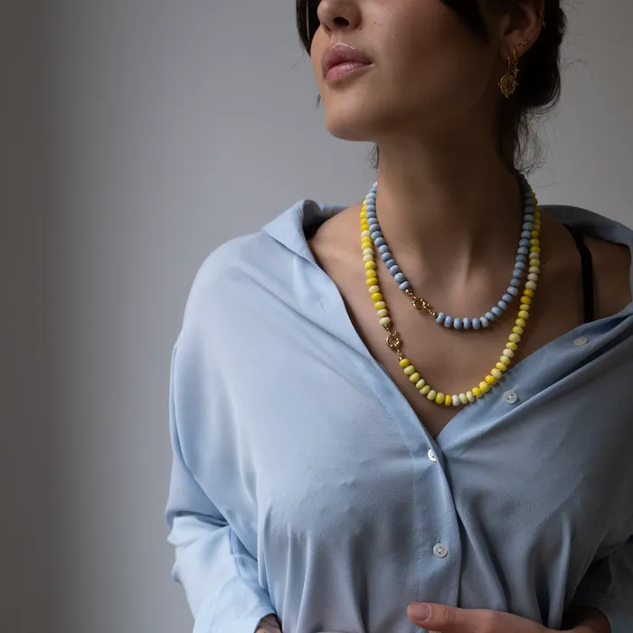Necklaces Vivien Frank Designs Blue Opal gemstone necklace 14k gold