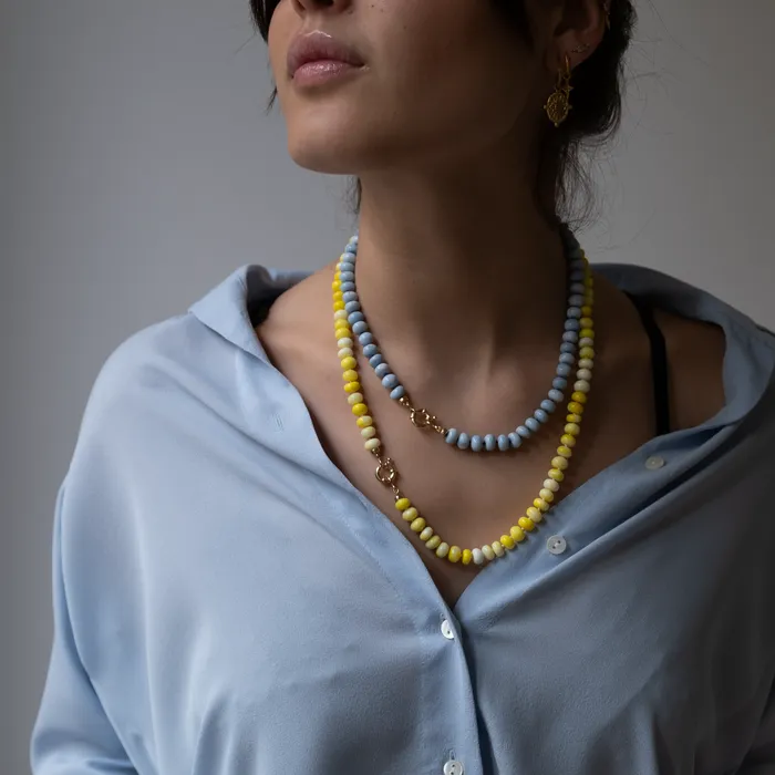 Necklaces Vivien Frank Designs Blue Opal gemstone necklace 14k gold