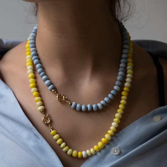 Necklaces Vivien Frank Designs Blue Opal gemstone necklace 14k gold