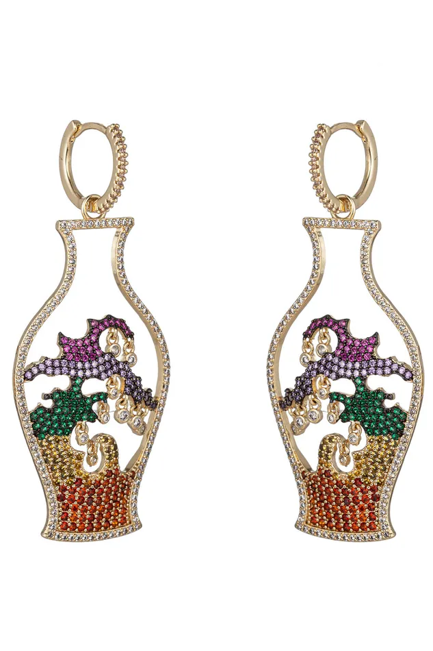 Ophelia Green Gold Earrings Eye Candy LA Earrings