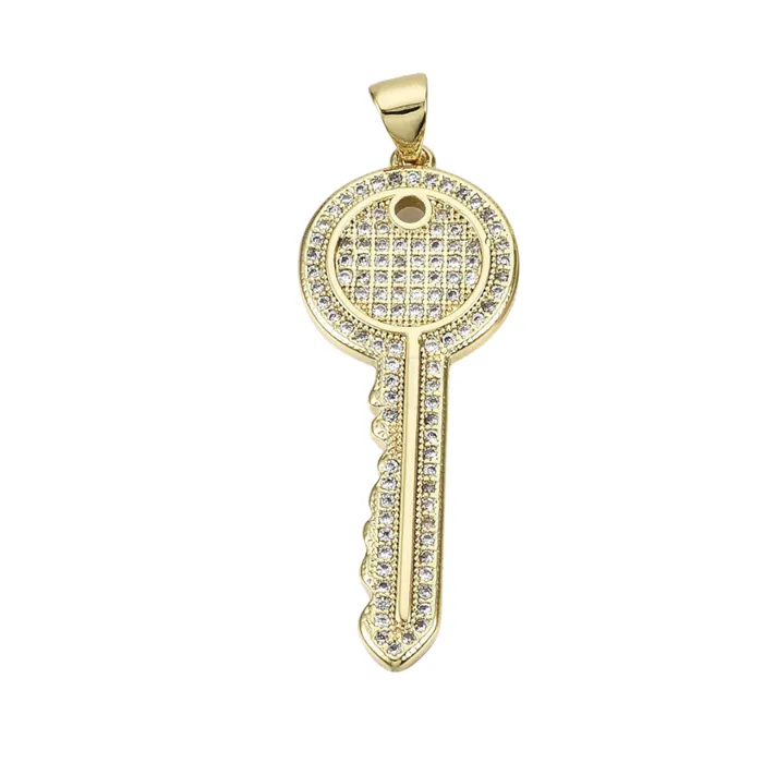 pau jewelry Charm Necklaces Key pave charm