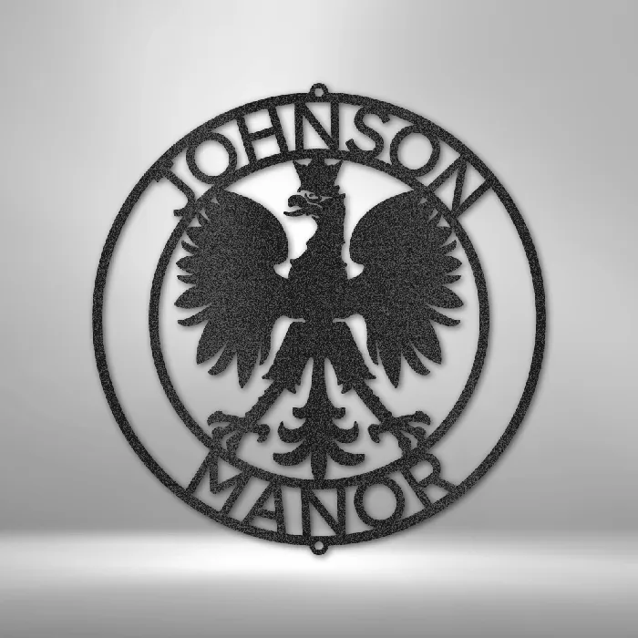 Personalized Round Polish Eagle Metal Sign Coat of Arms of Poland Polish Pride Poland Flag Polski Polish Flag Custom Metal Wall Art My Easy Monogram Necklaces