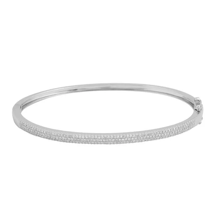 PreStyled Sets Izakov Diamonds Fine Jewelry 14K Gold Classic 3Row Diamond Pave Bangle