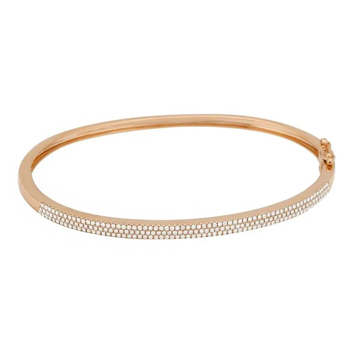 PreStyled Sets Izakov Diamonds Fine Jewelry 14K Gold Classic 3Row Diamond Pave Bangle