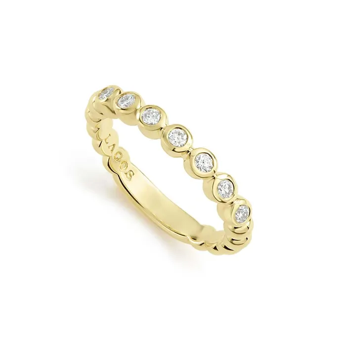 PreStyled Sets LAGOS Caviar Gold 18K Gold and Diamond Stacking Ring