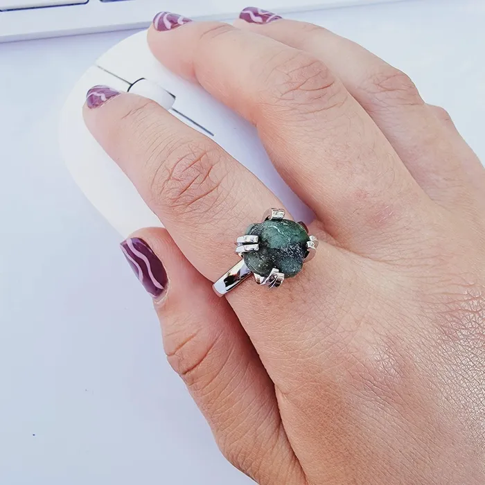 Raw Emerald Adjustable Ring Uniquelan Jewelry Rings