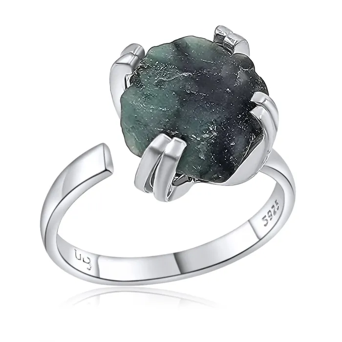Raw Emerald Adjustable Ring Uniquelan Jewelry Rings Raw Emerald Adjustable Ring Uniquelan Jewelry Rings