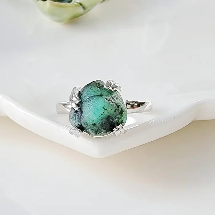 Raw Emerald Adjustable Ring Uniquelan Jewelry Rings Raw Emerald Adjustable Ring Uniquelan Jewelry Rings