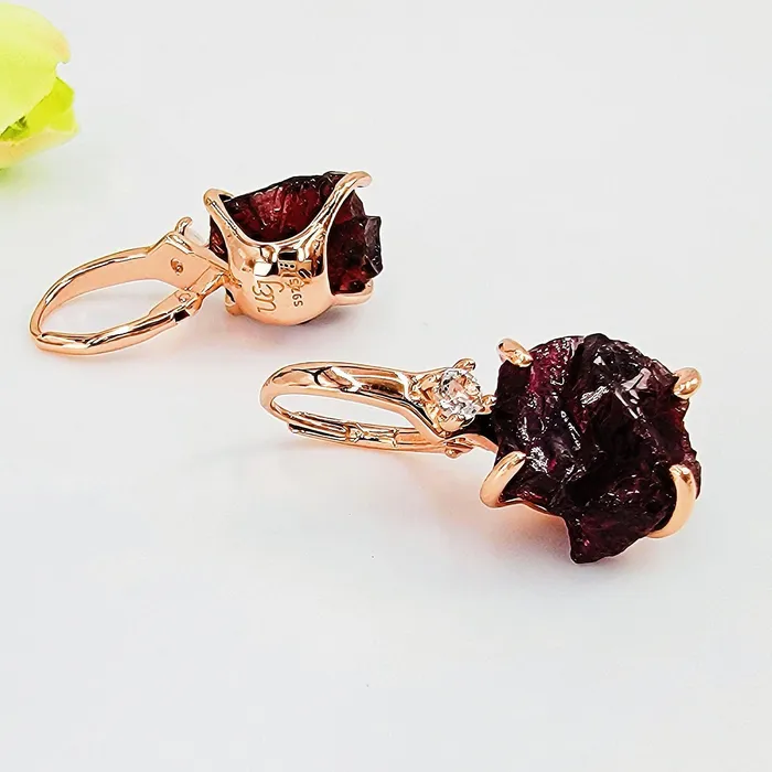 Raw Garnet Drop Earrings Uniquelan Jewelry Earrings Raw Garnet Drop Earrings Uniquelan Jewelry Earrings