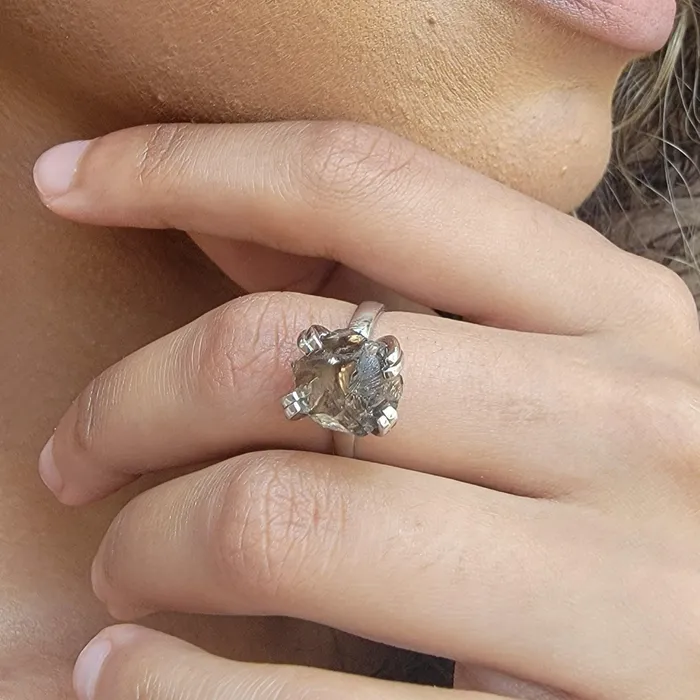 Raw Smoky Quartz Adjustable Ring Uniquelan Jewelry Rings