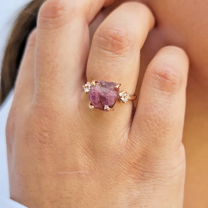 Real Raw Pink Sapphire Ring Uniquelan Jewelry Rings