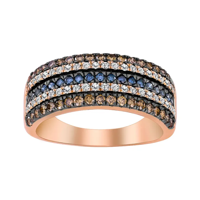 Rings AV LADIES BAND 100CT ROUNDBLUE SAPPHIREDARK BROWN DIAMOND 14K ROSE GOLD Rings AV LADIES BAND 100CT ROUNDBLUE SAPPHIREDARK BROWN DIAMOND 14K ROSE GOLD