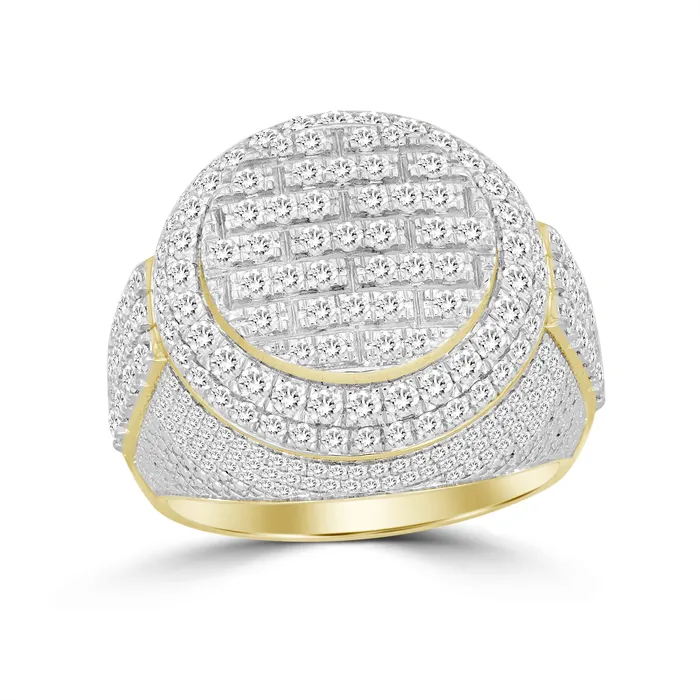 Rings AV MENS RING 200CT ROUND DIAMOND 10K YELLOW GOLD