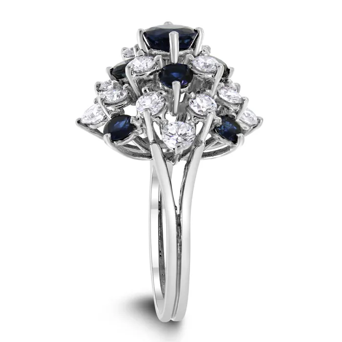 Rings Beauvince Glory of Snow Ring 2 ct Diamonds Sapphires in White Gold