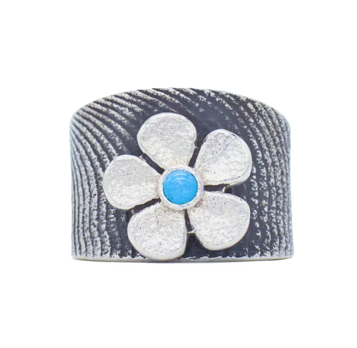 Rings Crown Jewels Coin Darryl Dean Begay Navajo Handmade Sterling Silver Turquoise Ring Flower